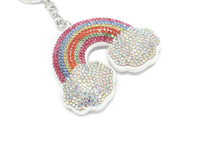 Bag Charm Crystal Rainbow White