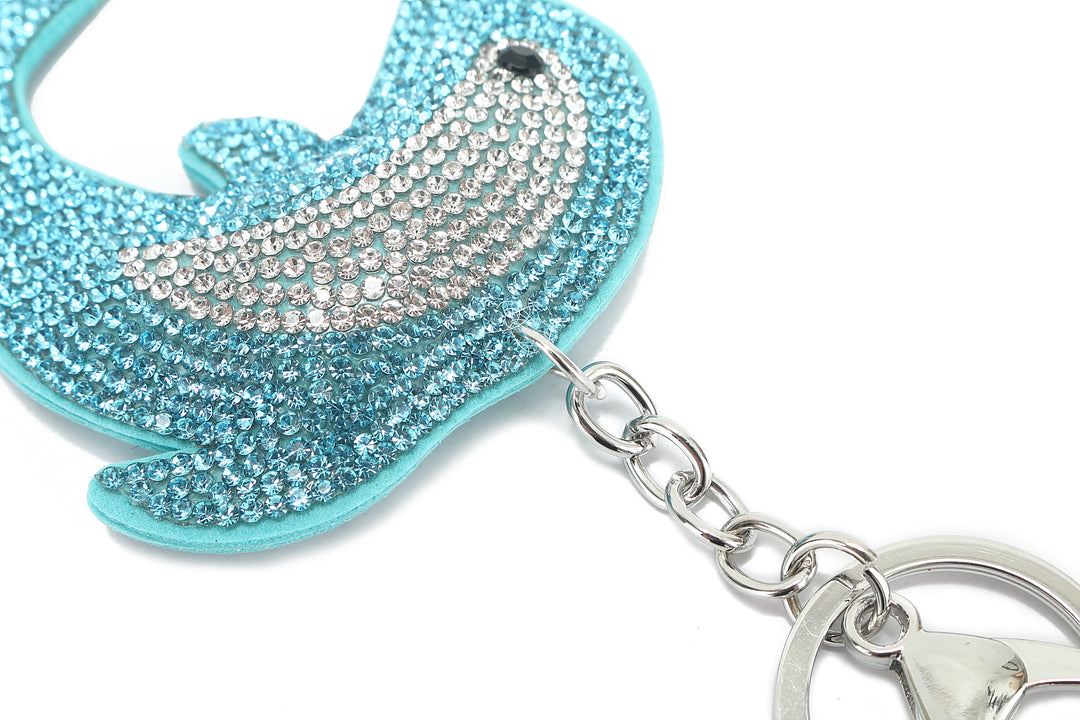 Bag Charm Crystal Dolphine Blue