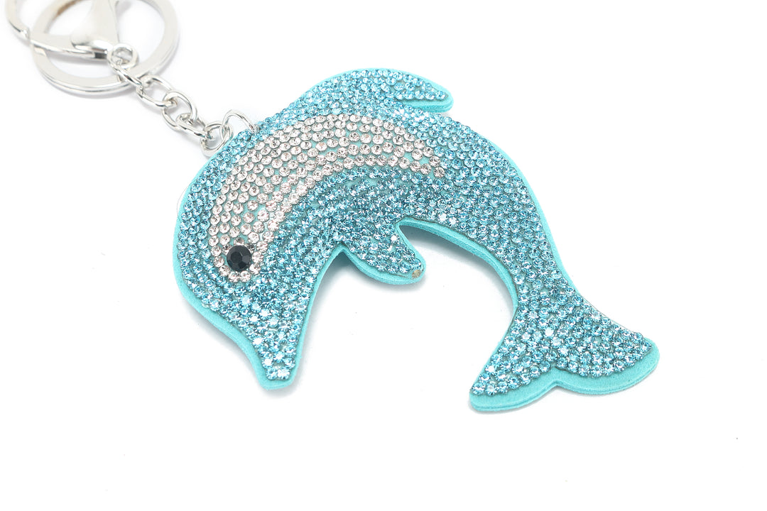 Bag Charm Crystal Dolphine Blue