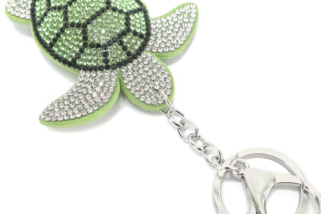 Bag Charm Crystal Turtle Green