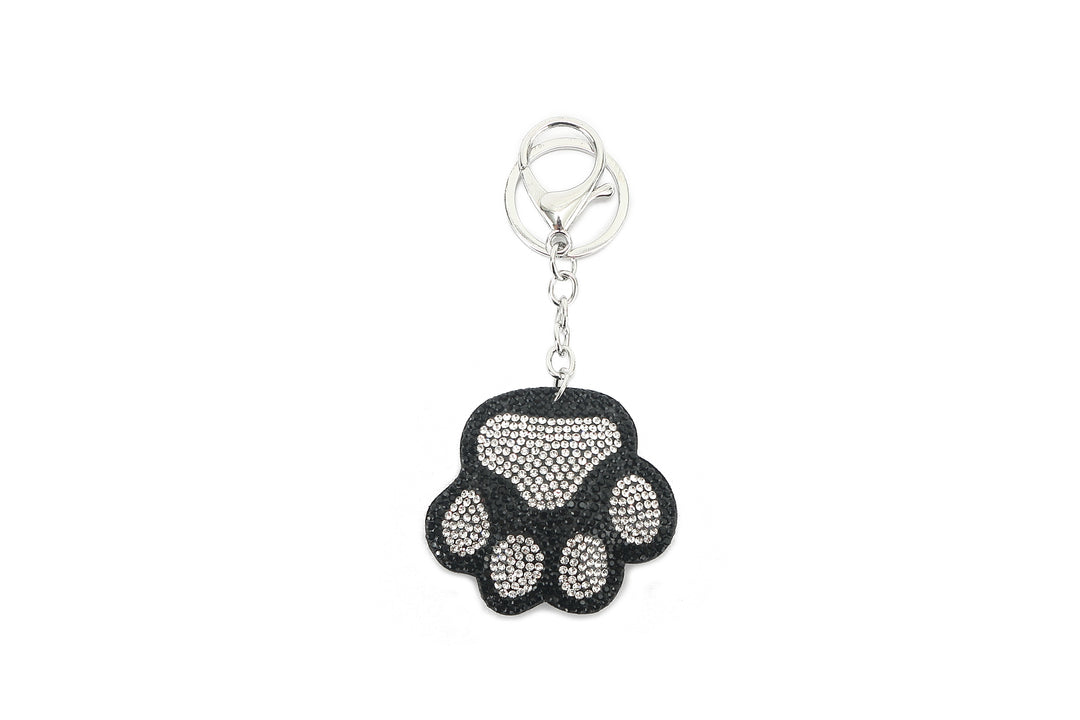 Bag Charm Crystal Paw Black