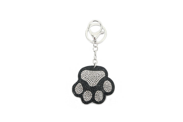 Bag Charm Crystal Paw Black