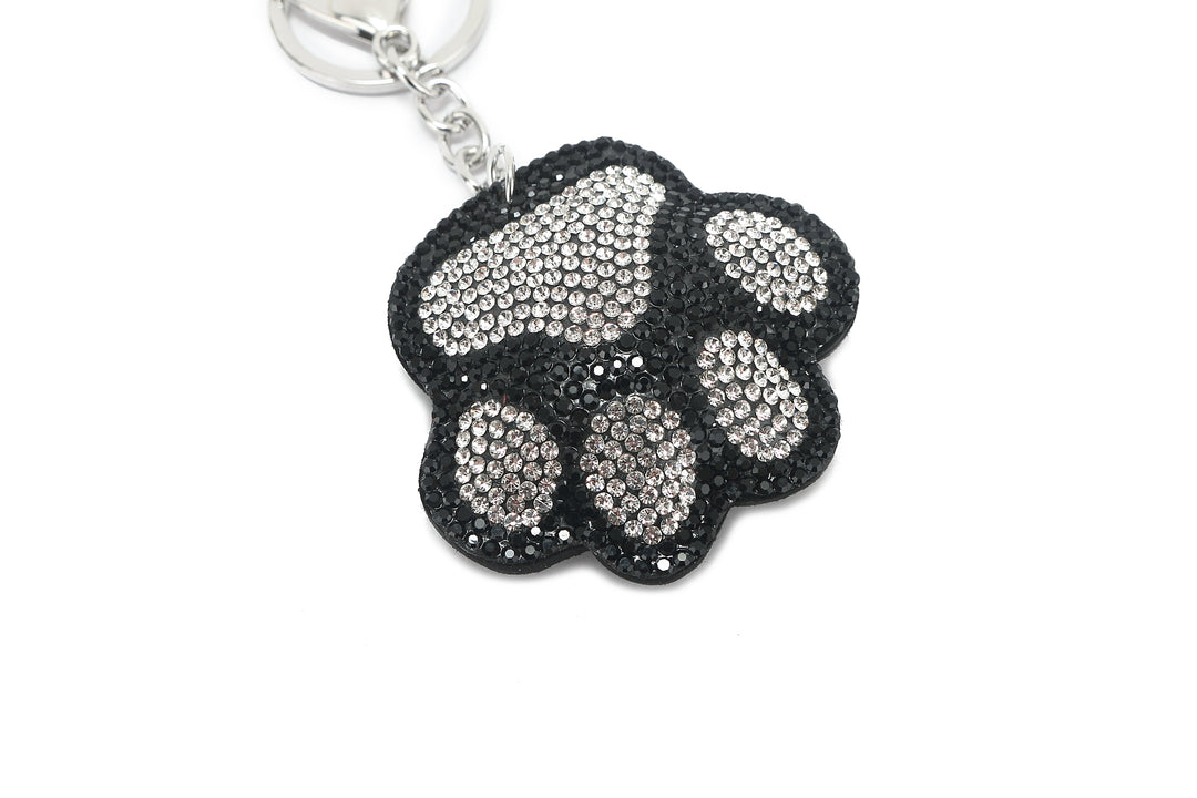 Bag Charm Crystal Paw Black