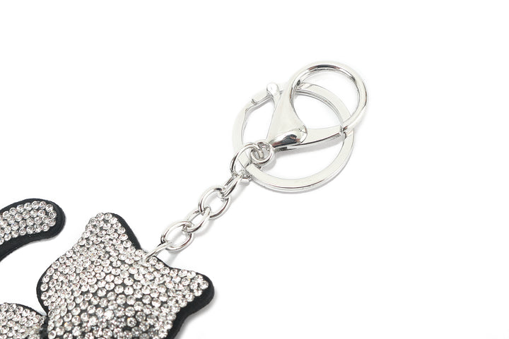 Bag Charm Crystal Cat White