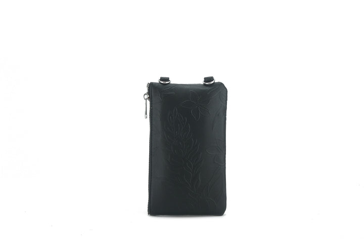 Crossbody Phone Wallet Anna Ginger Embossed Black