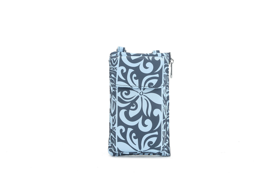 Crossbody Phone Wallet Anna Keʻolu Tapa Tiare Teal