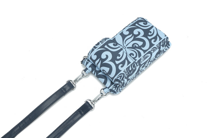 Crossbody Phone Wallet Anna Keʻolu Tapa Tiare Teal