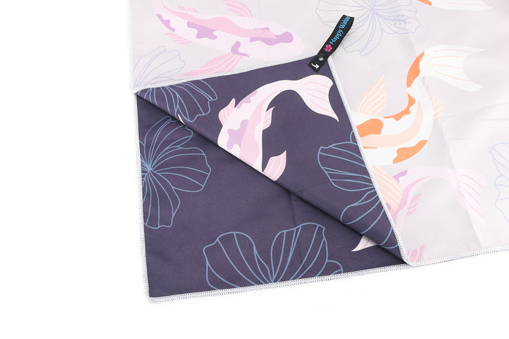 Sand-free Reversible Beach Towel Koi Navy Koi Grey