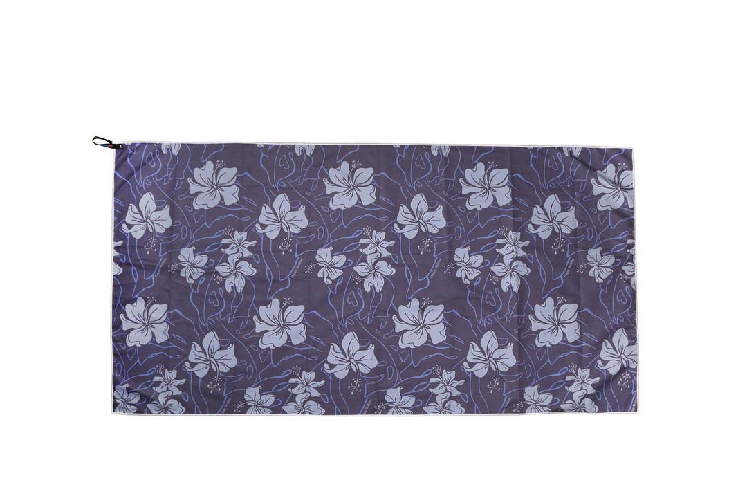 Sand-free Reversible Beach Towel Hibiscus Navy Hibiscus Blue