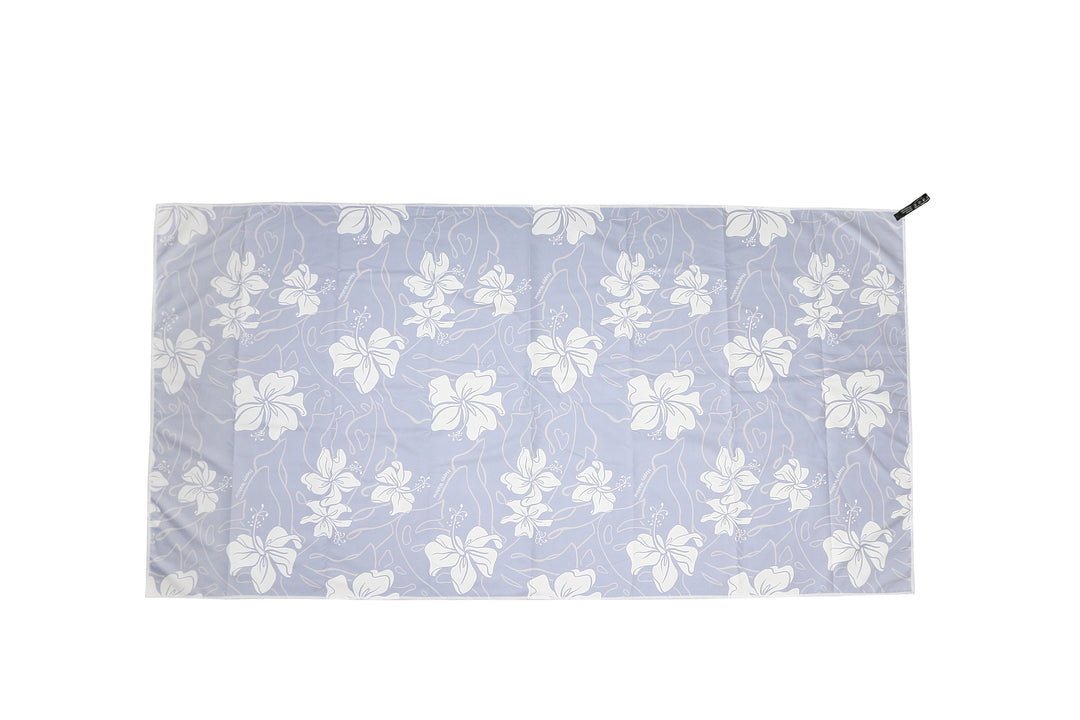 Sand-free Reversible Beach Towel Hibiscus Navy Hibiscus Blue