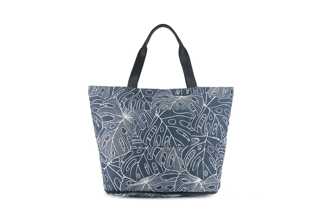 Foldable Tote James Monstera Lines Navy