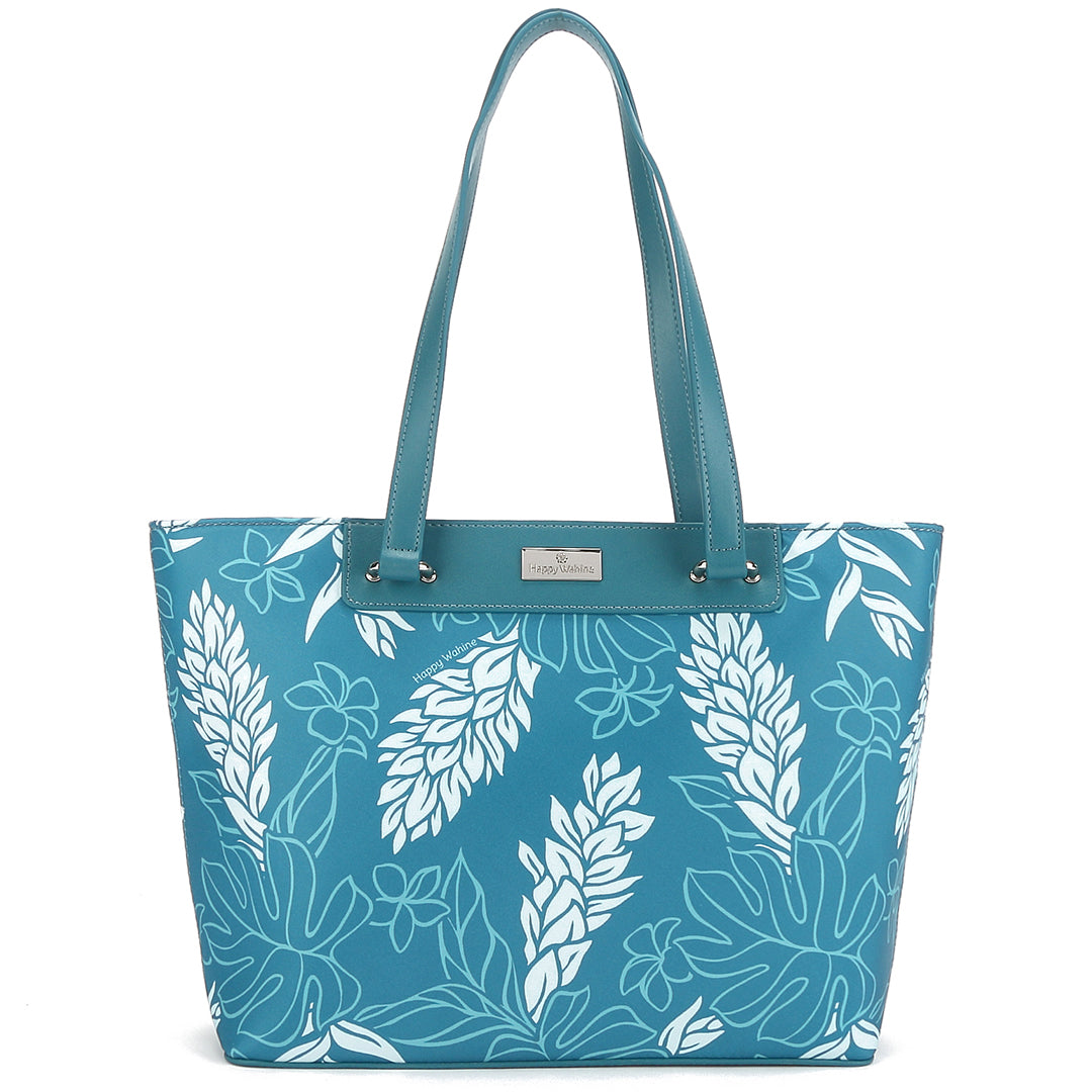 Tote Large Ke'olu Ginger Teal – Happy Wahine